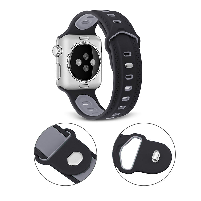 For Apple Watch Ultra 2 49mm Series 9 45mm SE (2023) 44mm Ultra 49mm 8 7 45mm 6 5 4 SE (2022) SE 44mm 3 2 1 42mm Color Splicing Design Square Hole Rhombus Watch Replacement Silicone Strap For Apple Watch Ultra 2 49mm Series 9 45mm SE (2023) 44mm Ultra 49mm 8 7 45mm 6 5 4 SE (2022) SE 44mm 3 2 1 42mm Color Splicing Design Square Hole Rhombus Watch Replacement Silicone Strap